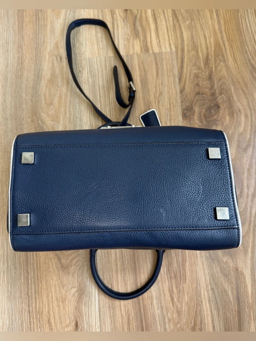 Michael Kors Audrey Large Navy Pebbled Leather Satchel Shoulder Bag